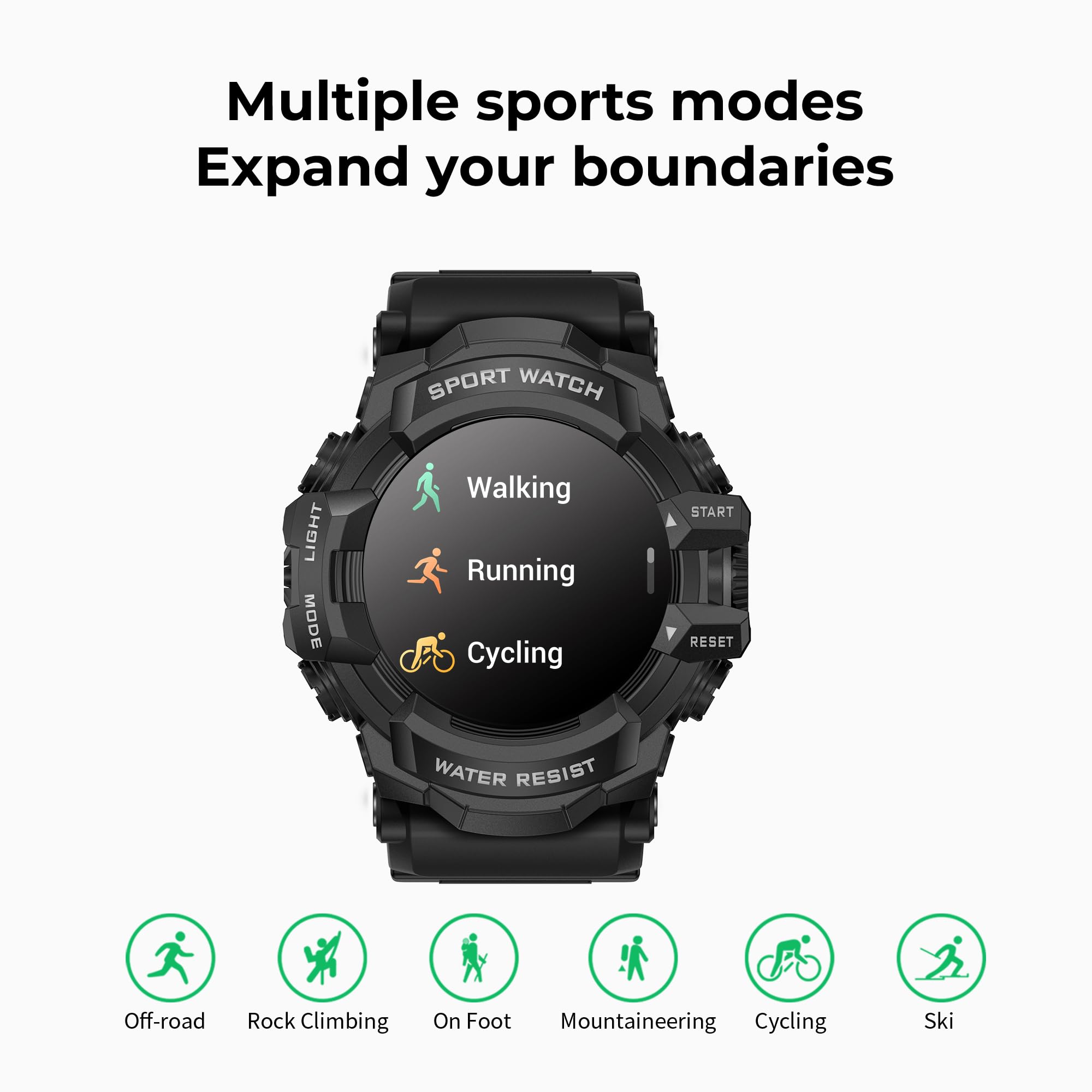 Middow Military Smart Watch With Flashlight (Answer/Make Call) Compass, Heart Rate/Sleep/Sports Tracker, Ip68 Waterproof, Long B